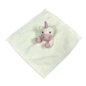 Modern Baby Unicorn Snuggle Security Blanket Blankie Lovey Cream Pink Knit